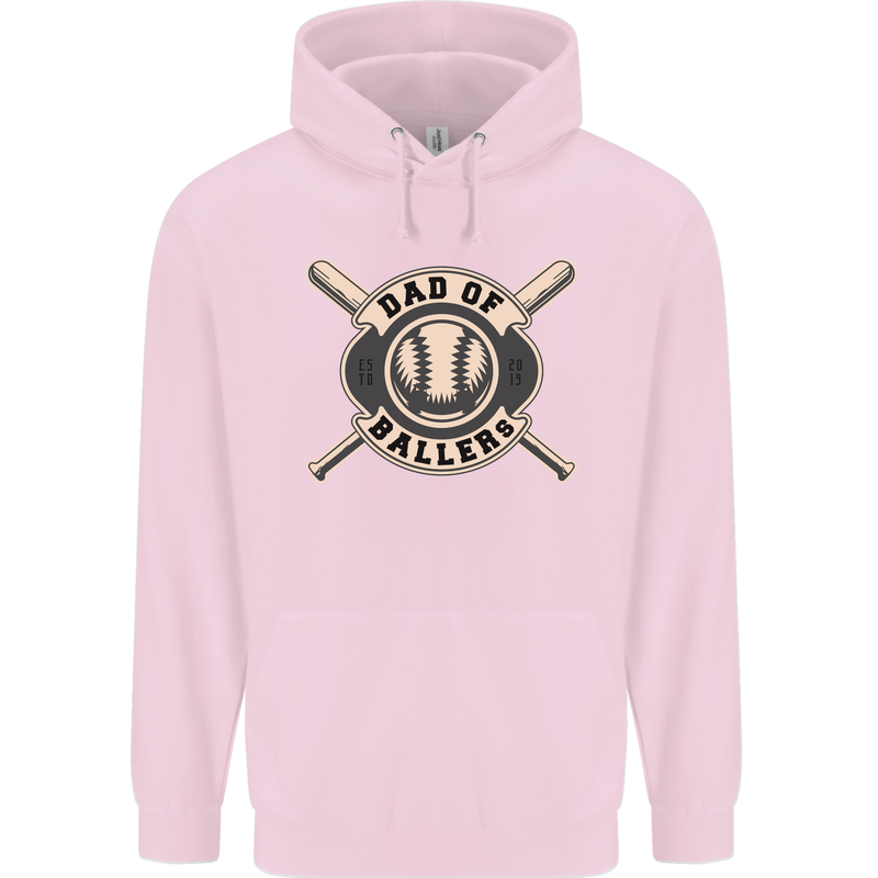 Baseball Dad of Ballers Funny Fathers Day Childrens Kids Hoodie Light Pink