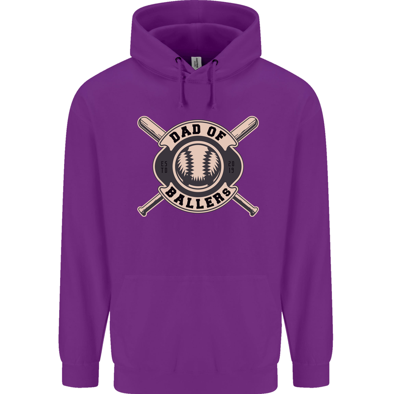 Baseball Dad of Ballers Funny Fathers Day Childrens Kids Hoodie Purple