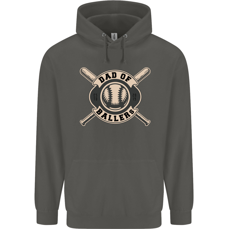 Baseball Dad of Ballers Funny Fathers Day Childrens Kids Hoodie Storm Grey