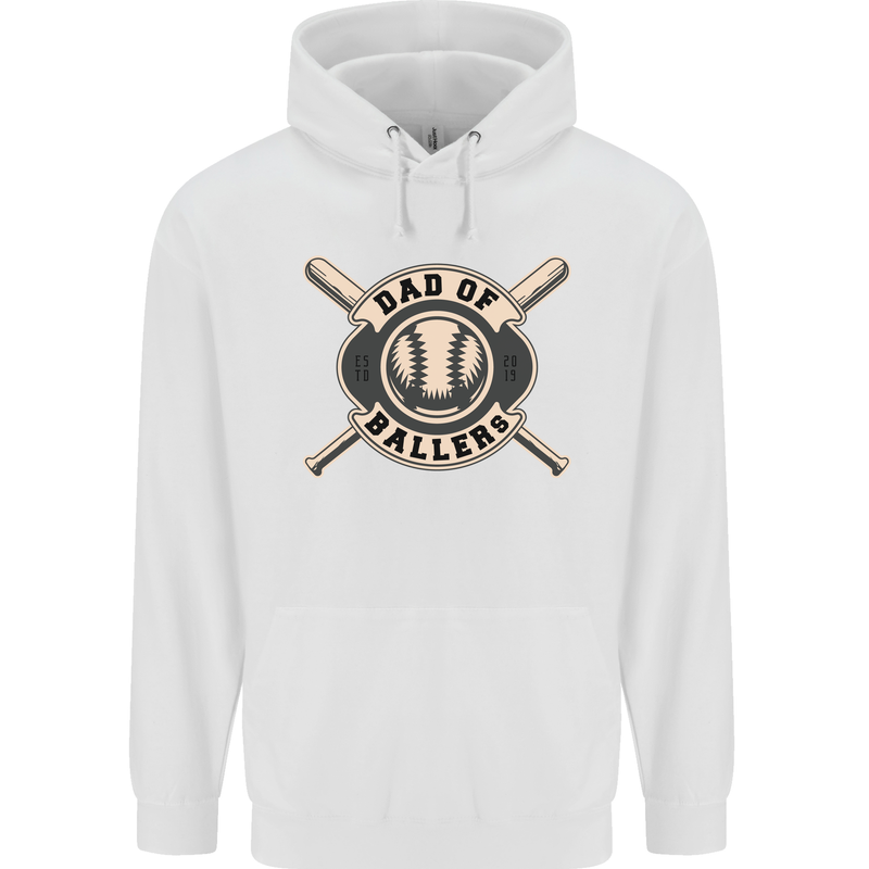 Baseball Dad of Ballers Funny Fathers Day Childrens Kids Hoodie White