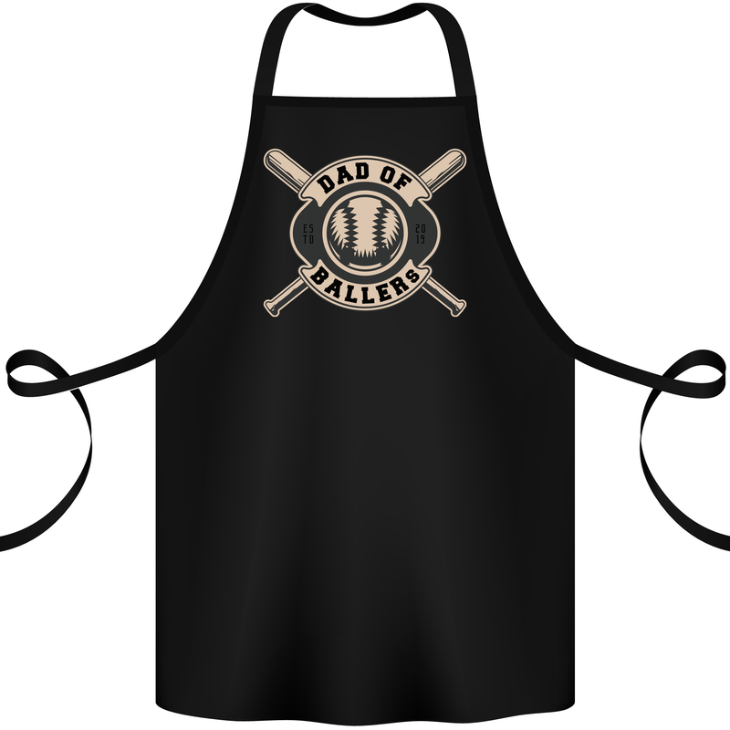 Baseball Dad of Ballers Funny Fathers Day Cotton Apron 100% Organic Black