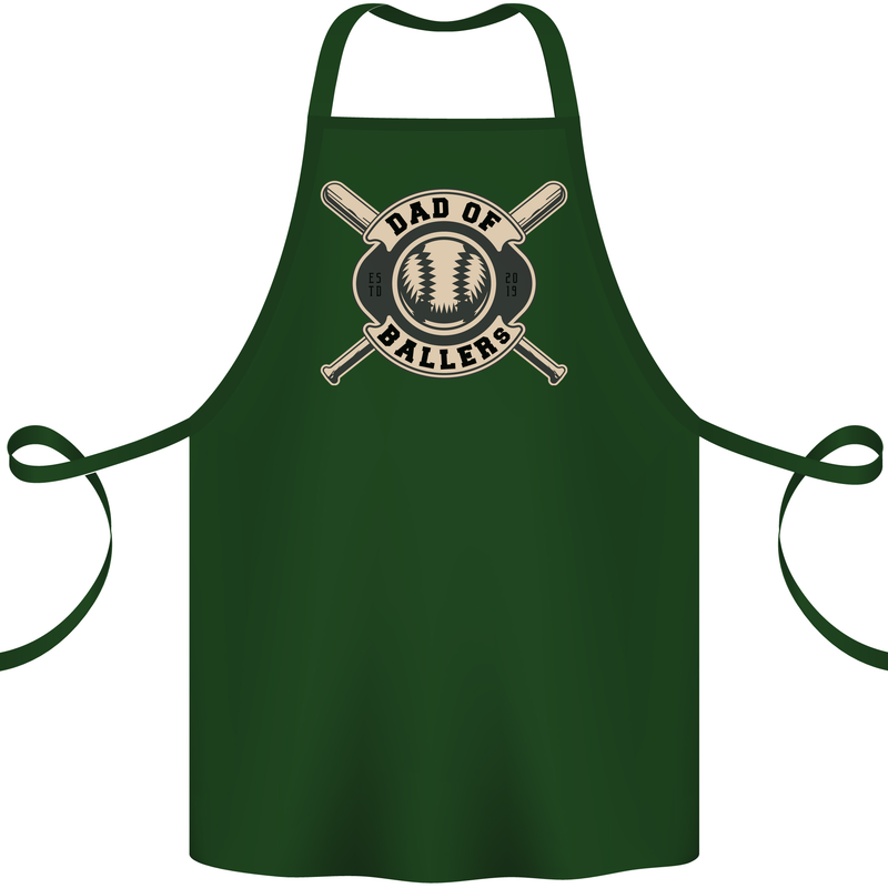 Baseball Dad of Ballers Funny Fathers Day Cotton Apron 100% Organic Forest Green