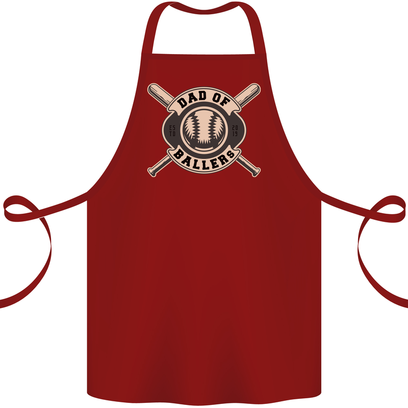 Baseball Dad of Ballers Funny Fathers Day Cotton Apron 100% Organic Maroon