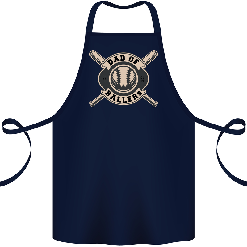 Baseball Dad of Ballers Funny Fathers Day Cotton Apron 100% Organic Navy Blue