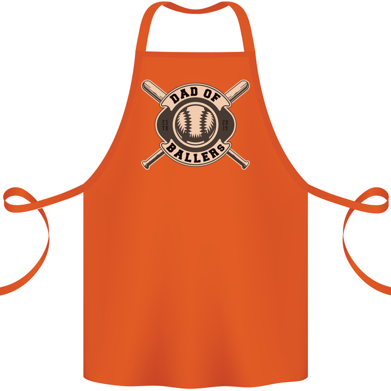 Baseball Dad of Ballers Funny Fathers Day Cotton Apron 100% Organic Orange