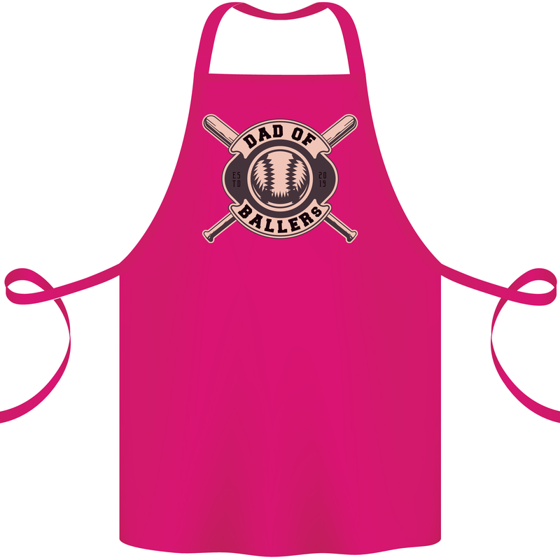 Baseball Dad of Ballers Funny Fathers Day Cotton Apron 100% Organic Pink