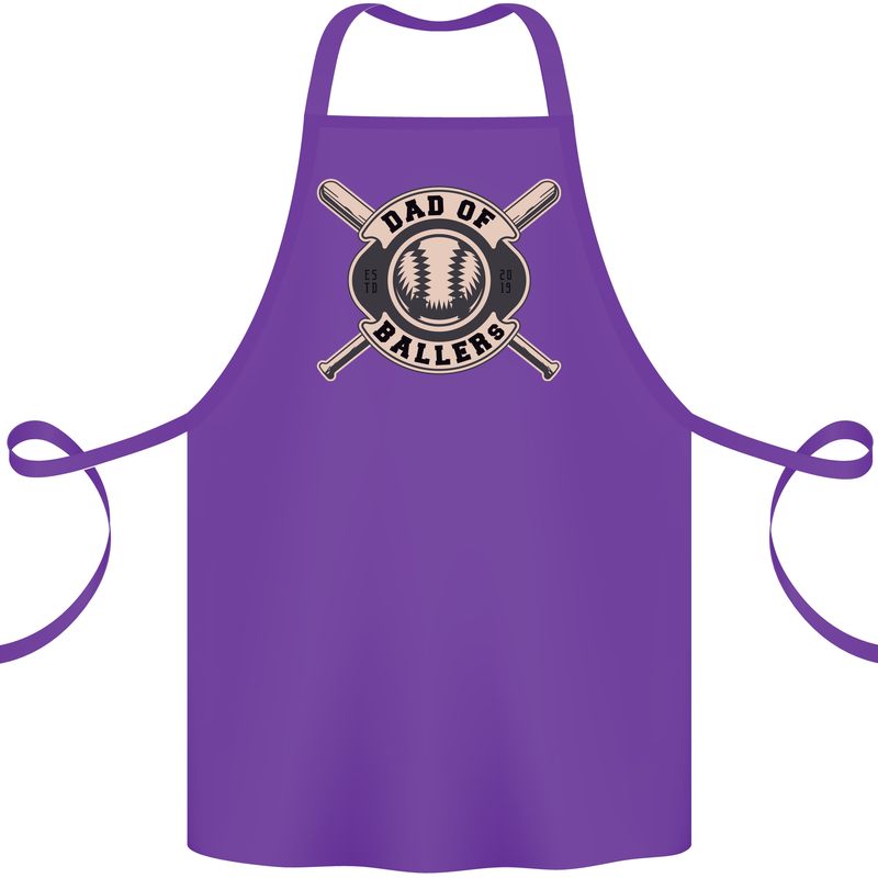 Baseball Dad of Ballers Funny Fathers Day Cotton Apron 100% Organic Purple