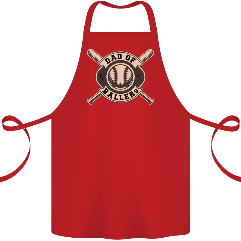 Baseball Dad of Ballers Funny Fathers Day Cotton Apron 100% Organic Red