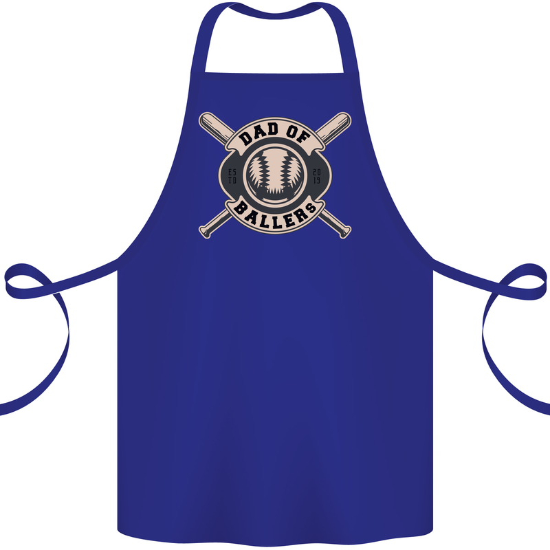 Baseball Dad of Ballers Funny Fathers Day Cotton Apron 100% Organic Royal Blue