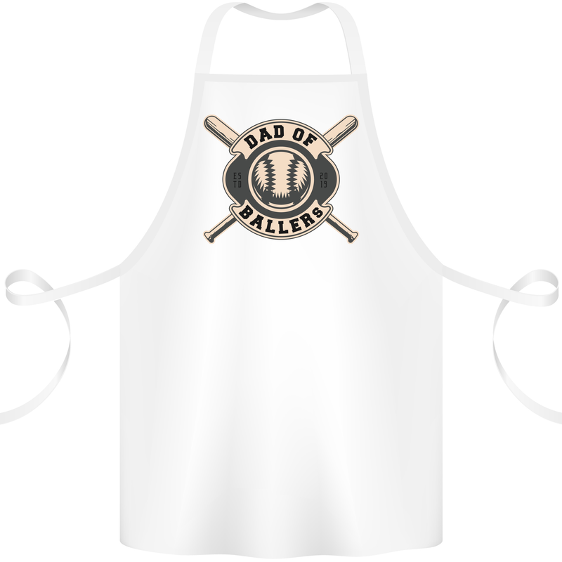 Baseball Dad of Ballers Funny Fathers Day Cotton Apron 100% Organic White