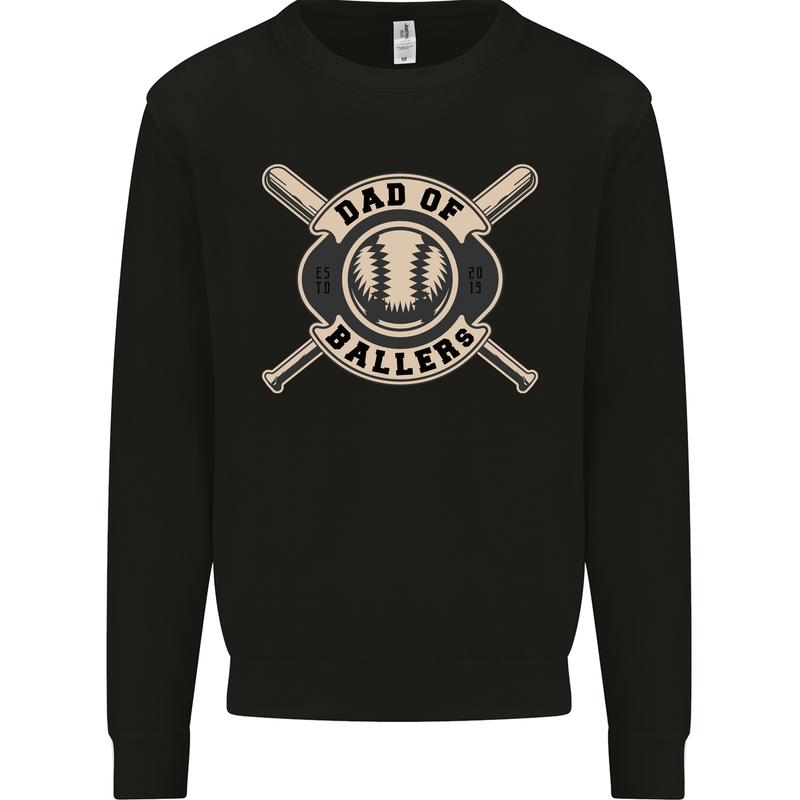 Baseball Dad of Ballers Funny Fathers Day Kids Sweatshirt Jumper Black