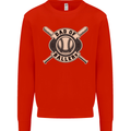 Baseball Dad of Ballers Funny Fathers Day Kids Sweatshirt Jumper Bright Red