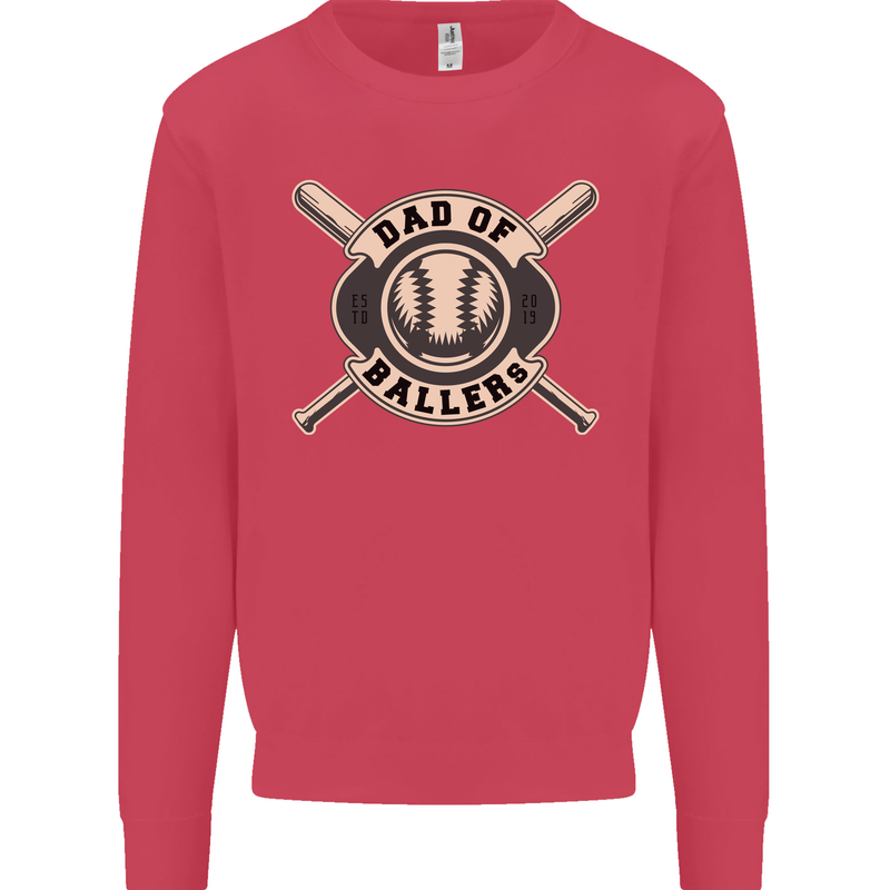 Baseball Dad of Ballers Funny Fathers Day Kids Sweatshirt Jumper Heliconia