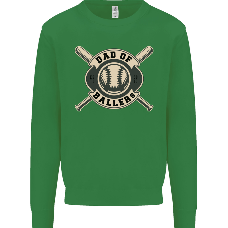 Baseball Dad of Ballers Funny Fathers Day Kids Sweatshirt Jumper Irish Green