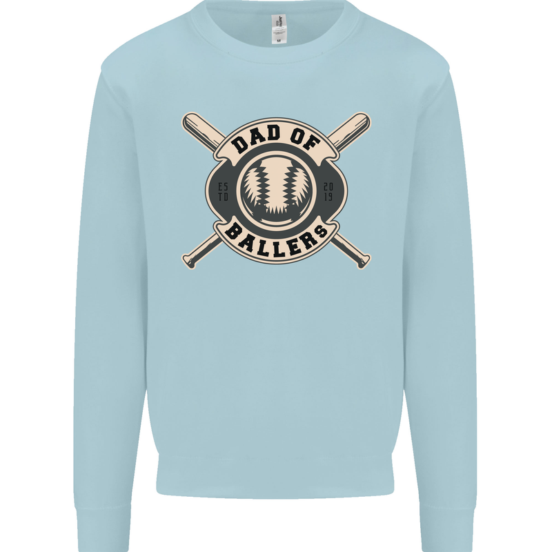 Baseball Dad of Ballers Funny Fathers Day Kids Sweatshirt Jumper Light Blue