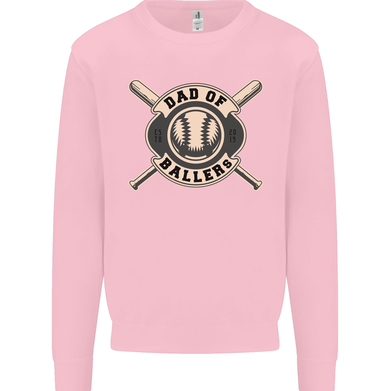 Baseball Dad of Ballers Funny Fathers Day Kids Sweatshirt Jumper Light Pink