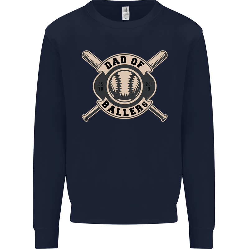 Baseball Dad of Ballers Funny Fathers Day Kids Sweatshirt Jumper Navy Blue