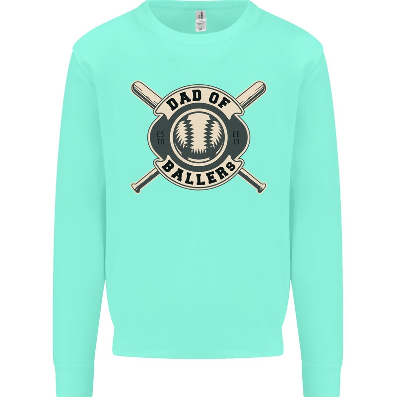 Baseball Dad of Ballers Funny Fathers Day Kids Sweatshirt Jumper Peppermint