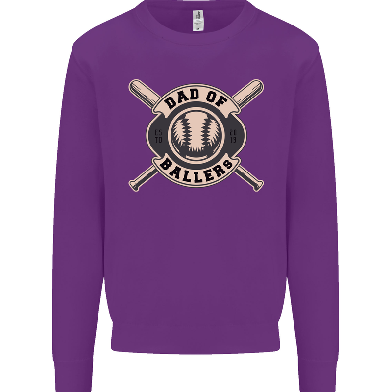 Baseball Dad of Ballers Funny Fathers Day Kids Sweatshirt Jumper Purple