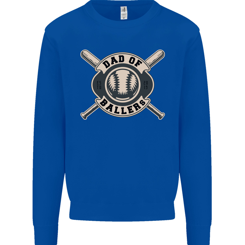 Baseball Dad of Ballers Funny Fathers Day Kids Sweatshirt Jumper Royal Blue
