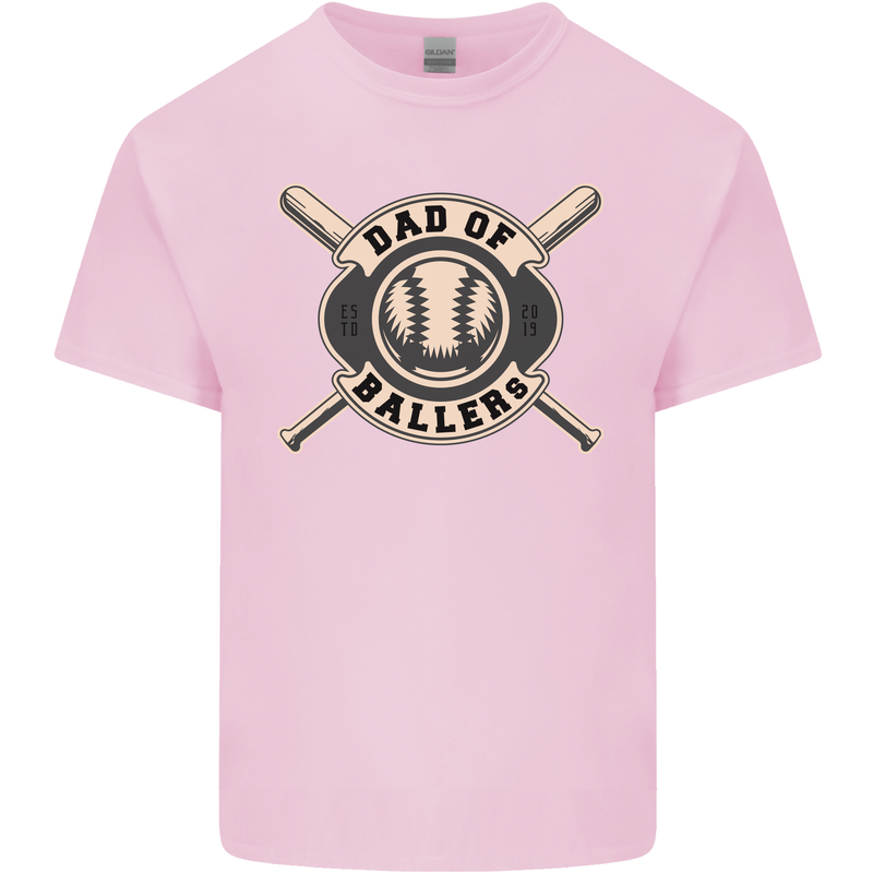 Baseball Dad of Ballers Funny Fathers Day Kids T-Shirt Childrens Light Pink