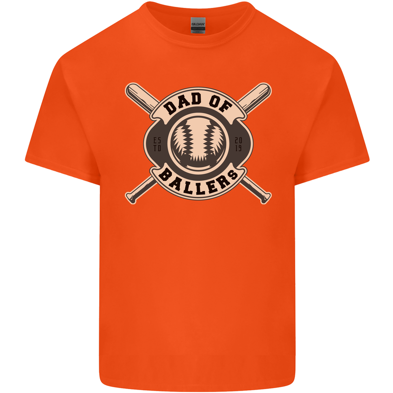 Baseball Dad of Ballers Funny Fathers Day Kids T-Shirt Childrens Orange