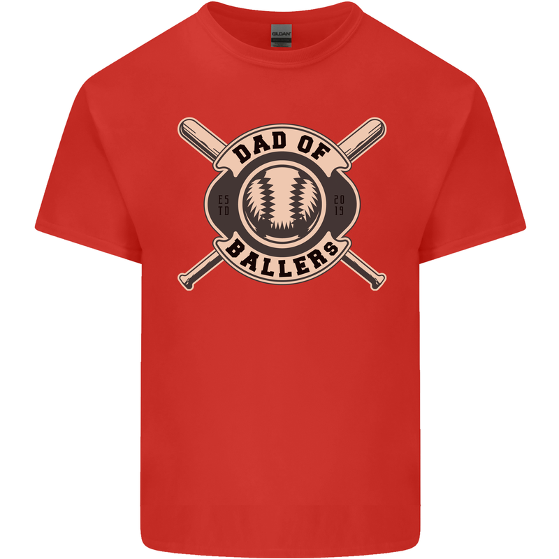 Baseball Dad of Ballers Funny Fathers Day Kids T-Shirt Childrens Red