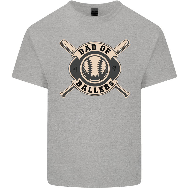 Baseball Dad of Ballers Funny Fathers Day Kids T-Shirt Childrens Sports Grey