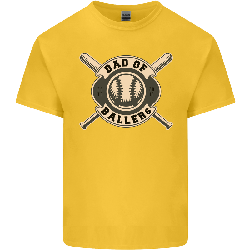 Baseball Dad of Ballers Funny Fathers Day Kids T-Shirt Childrens Yellow