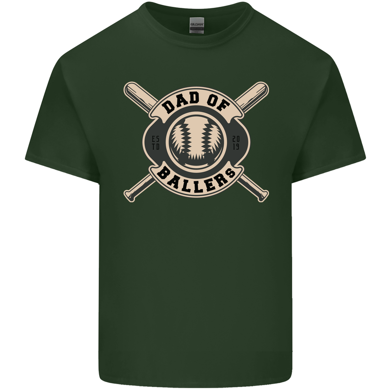 Baseball Dad of Ballers Funny Fathers Day Mens Cotton T-Shirt Tee Top Forest Green