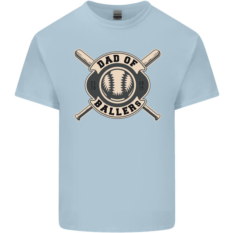Baseball Dad of Ballers Funny Fathers Day Mens Cotton T-Shirt Tee Top Light Blue