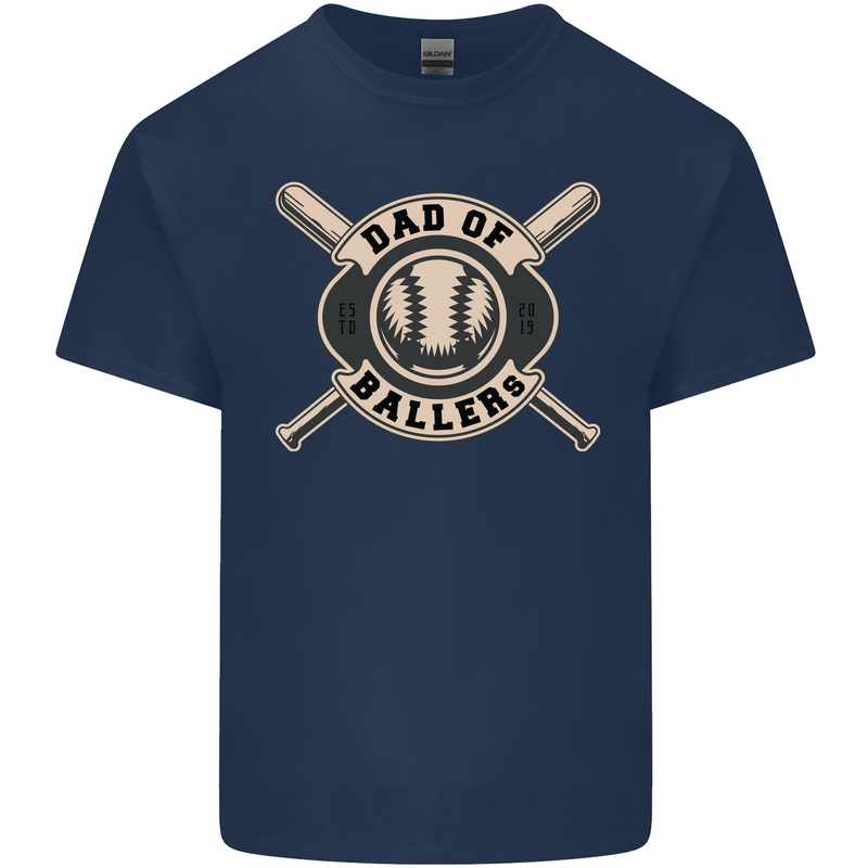 Baseball Dad of Ballers Funny Fathers Day Mens Cotton T-Shirt Tee Top Navy Blue