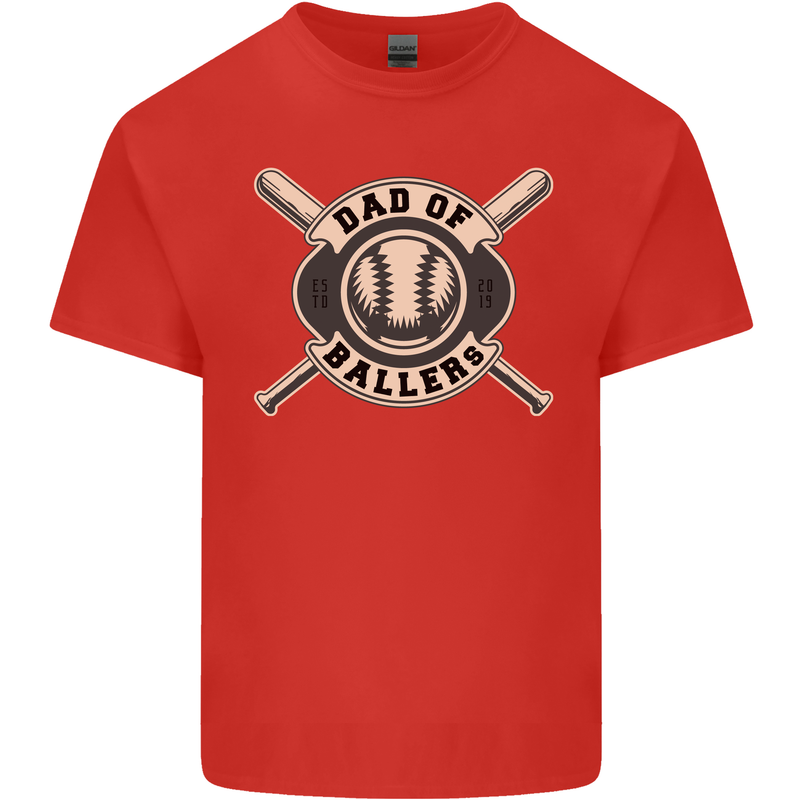 Baseball Dad of Ballers Funny Fathers Day Mens Cotton T-Shirt Tee Top Red