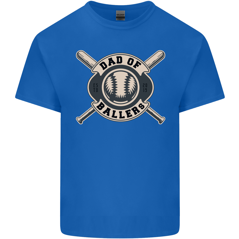 Baseball Dad of Ballers Funny Fathers Day Mens Cotton T-Shirt Tee Top Royal Blue