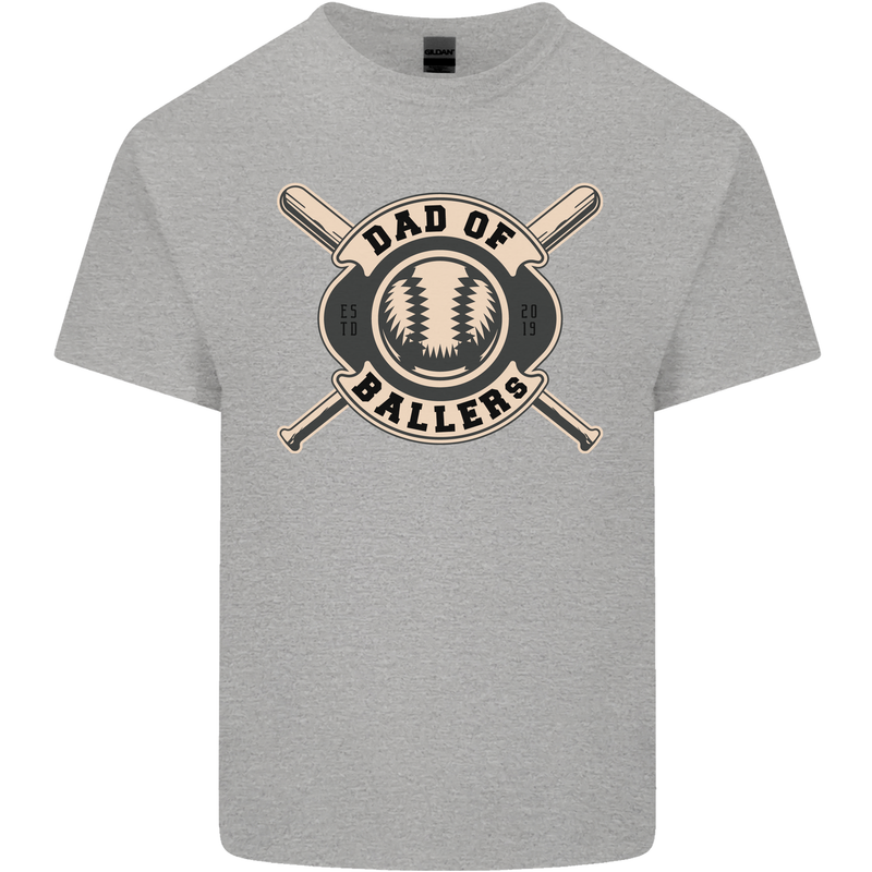 Baseball Dad of Ballers Funny Fathers Day Mens Cotton T-Shirt Tee Top Sports Grey