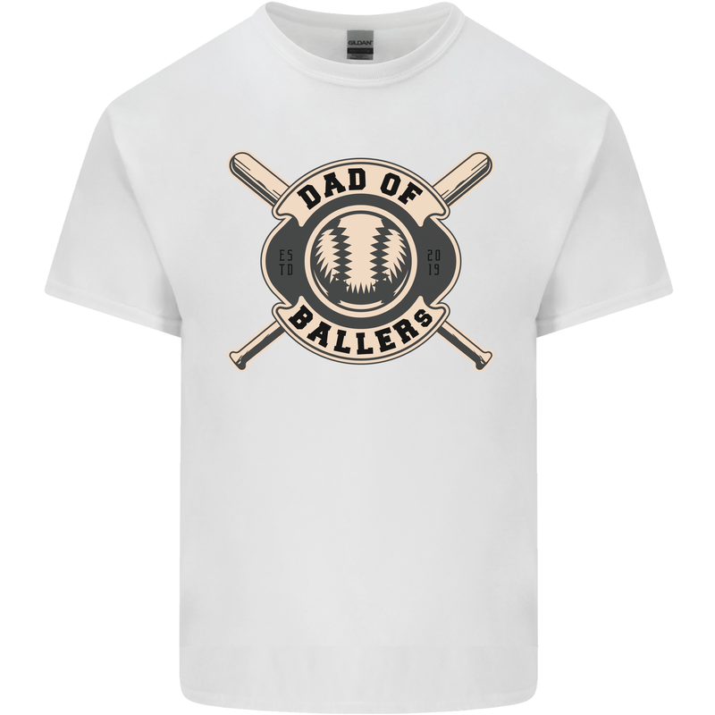 Baseball Dad of Ballers Funny Fathers Day Mens Cotton T-Shirt Tee Top White