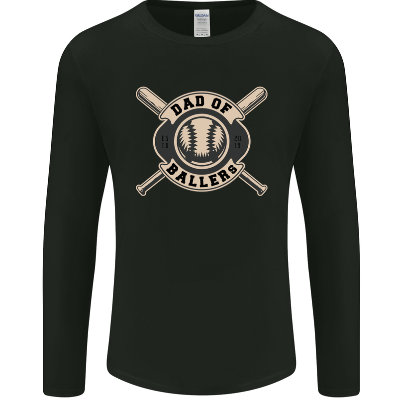 Baseball Dad of Ballers Funny Fathers Day Mens Long Sleeve T-Shirt Black