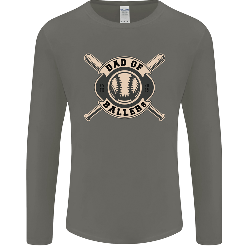 Baseball Dad of Ballers Funny Fathers Day Mens Long Sleeve T-Shirt Charcoal