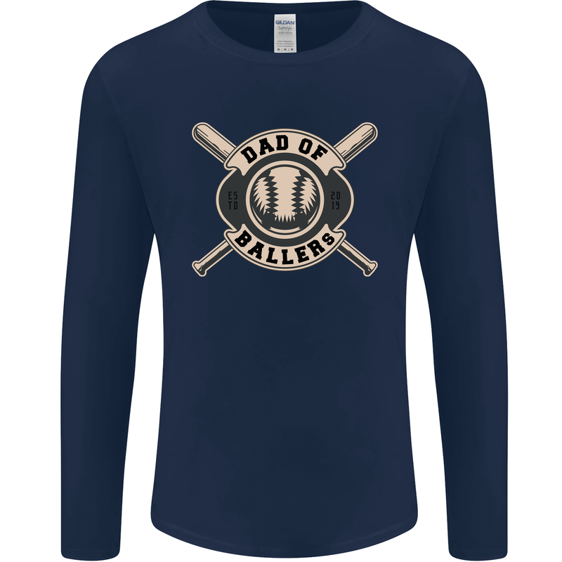 Baseball Dad of Ballers Funny Fathers Day Mens Long Sleeve T-Shirt Navy Blue