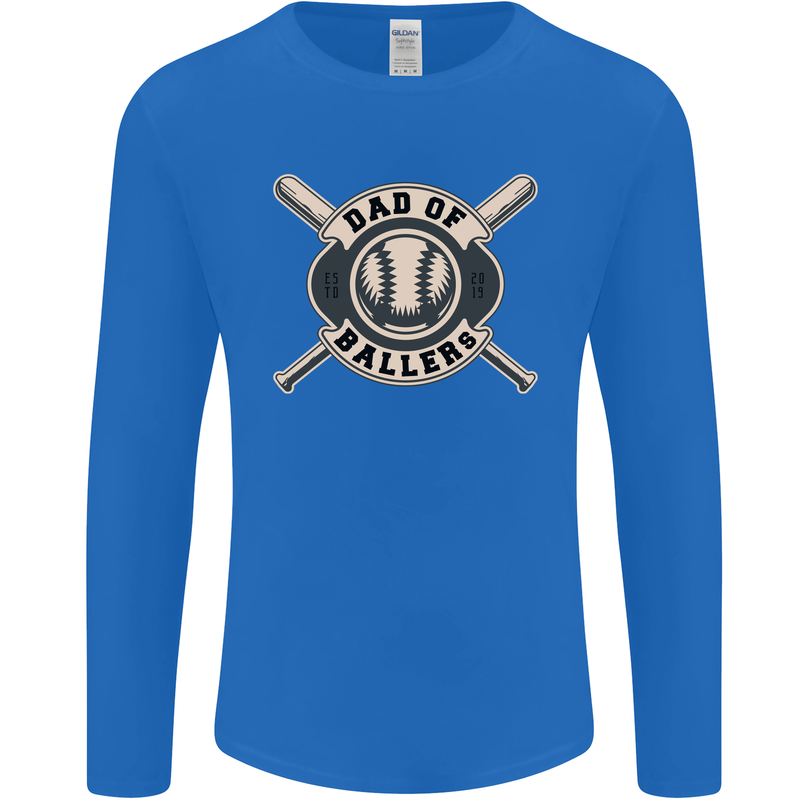 Baseball Dad of Ballers Funny Fathers Day Mens Long Sleeve T-Shirt Royal Blue