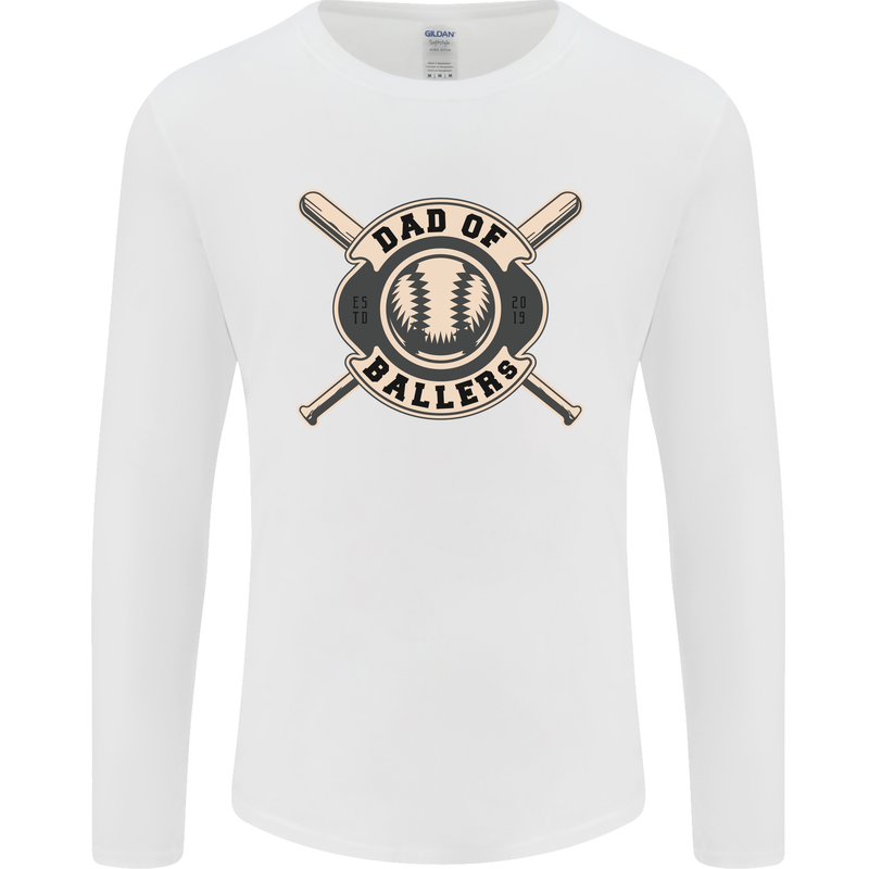 Baseball Dad of Ballers Funny Fathers Day Mens Long Sleeve T-Shirt White