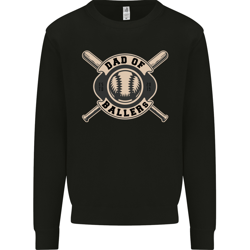 Baseball Dad of Ballers Funny Fathers Day Mens Sweatshirt Jumper Black