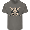 Baseball Dad of Ballers Funny Fathers Day Mens V-Neck Cotton T-Shirt Charcoal