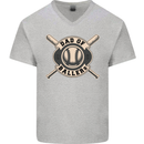 Baseball Dad of Ballers Funny Fathers Day Mens V-Neck Cotton T-Shirt Sports Grey