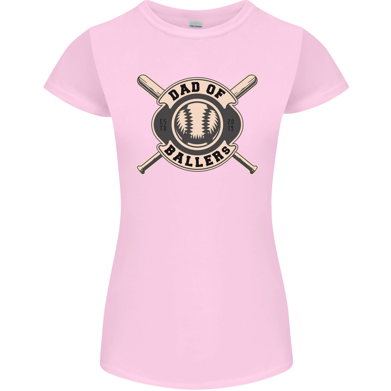 Baseball Dad of Ballers Funny Fathers Day Womens Petite Cut T-Shirt Light Pink