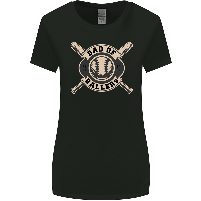 Baseball Dad of Ballers Funny Fathers Day Womens Wider Cut T-Shirt Black