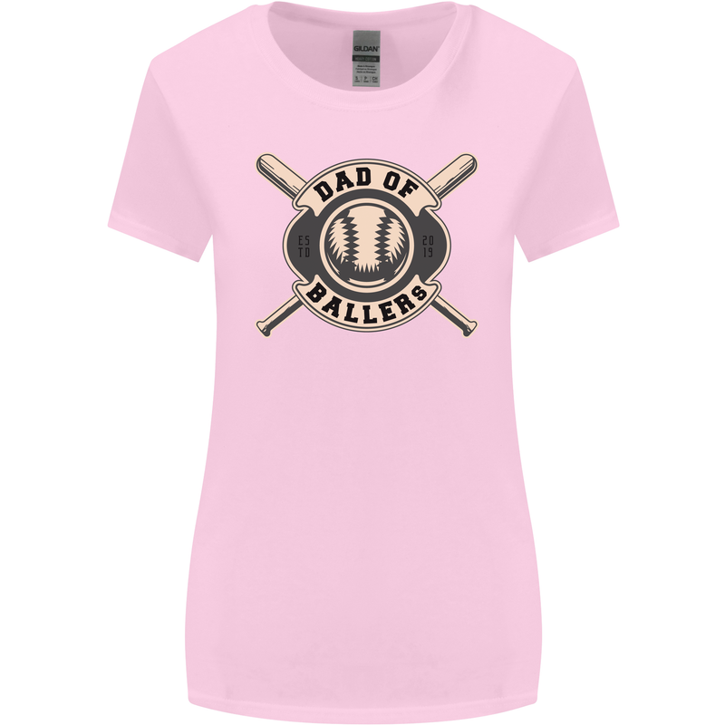 Baseball Dad of Ballers Funny Fathers Day Womens Wider Cut T-Shirt Light Pink