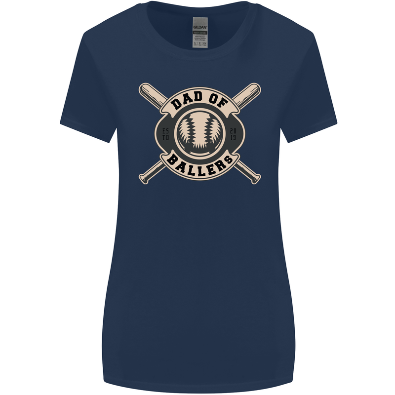 Baseball Dad of Ballers Funny Fathers Day Womens Wider Cut T-Shirt Navy Blue