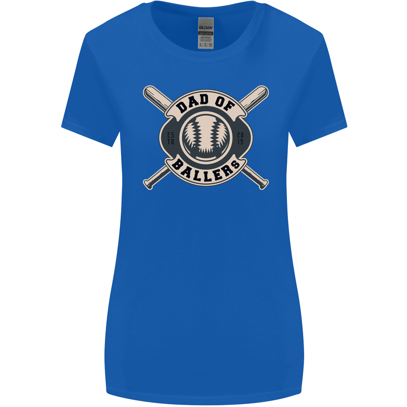 Baseball Dad of Ballers Funny Fathers Day Womens Wider Cut T-Shirt Royal Blue
