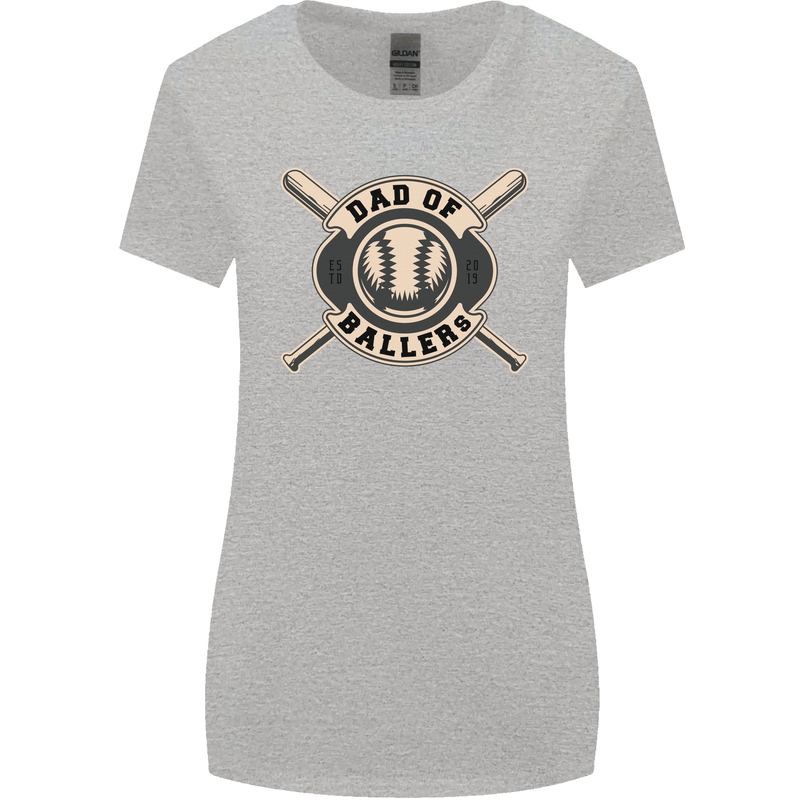 Baseball Dad of Ballers Funny Fathers Day Womens Wider Cut T-Shirt Sports Grey